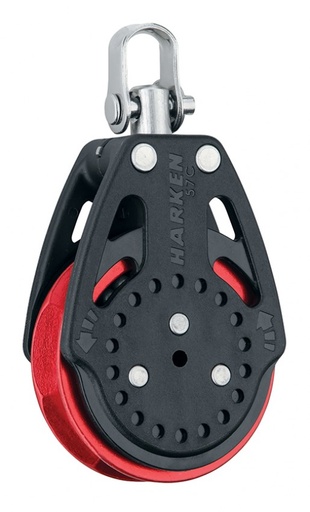 [H2625.RED] HARKEN, Poulie winch Ratchamatic, Grip x1.0, émérillon, 57mm, Rouge