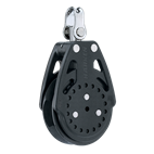 [H2625] HARKEN, poulie simple Carbo, 57mm, émerillon, manille, winch réglable