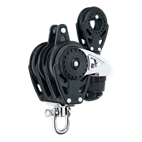 [H2687] HARKEN, poulie triple Carbo, 75mm,  émerillon, manille, ringot, coinceur,poulie