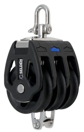 [SN40500108] SELDEN, poulie, double, PBB, manille, émerillon, 50mm 