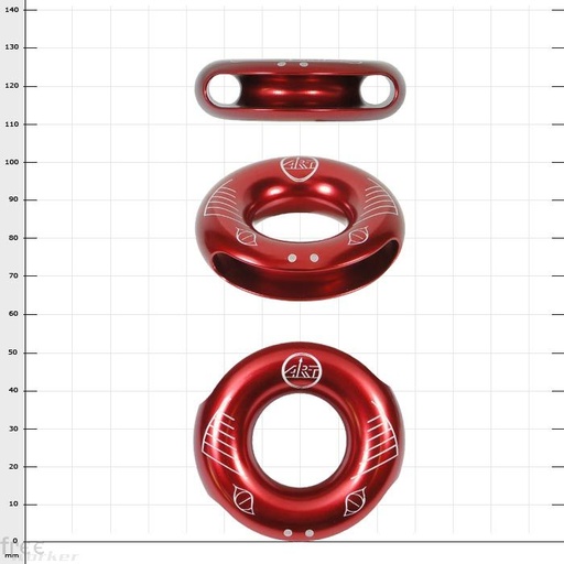 [RT025] ART, Anneau alu, 25/56mm, Rouge